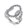 925 Sterling Silver Bujukan and White Sapphire Interlocking Link Ring