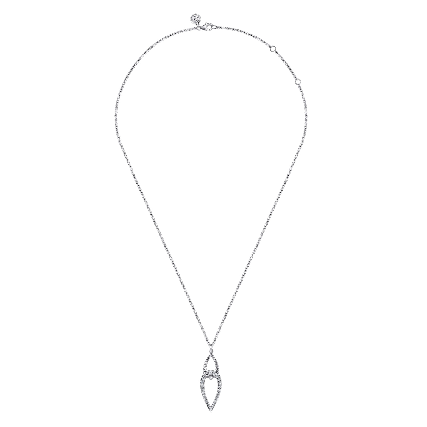 925 Sterling Silver Bujukan and White Sapphire Interlocking Pendant Necklace - Shot 2