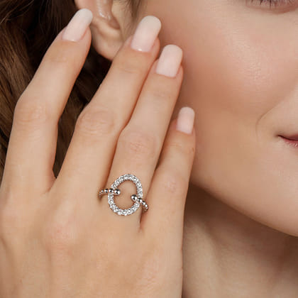 925 Sterling Silver Bujukan and White Sapphire Ladies Ring