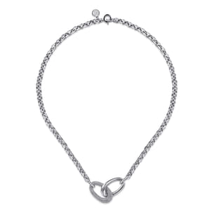 925 Sterling Silver Bujukan and White Sapphire Link Chain Necklace