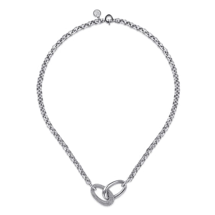 925 Sterling Silver Bujukan and White Sapphire Link Chain Necklace
