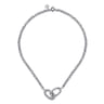 925 Sterling Silver Bujukan and White Sapphire Link Chain Necklace