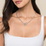 925 Sterling Silver Bujukan and White Sapphire Link Chain Necklace