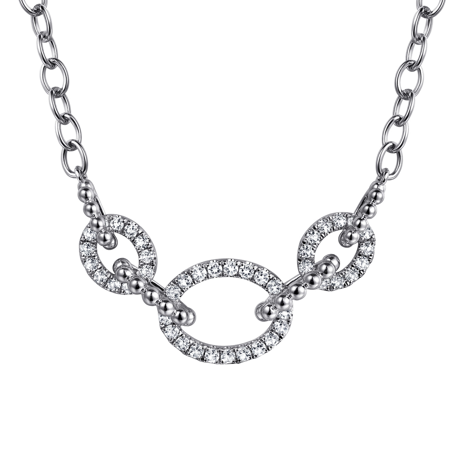 925 Sterling Silver Bujukan and White Sapphire Link Chain Necklace - Shot 1