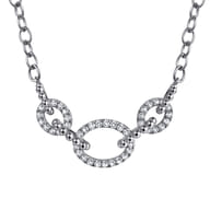 925 Sterling Silver Bujukan and White Sapphire Link Chain Necklace