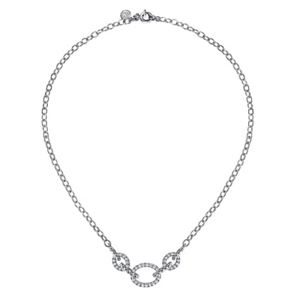925 Sterling Silver Bujukan and White Sapphire Link Chain Necklace