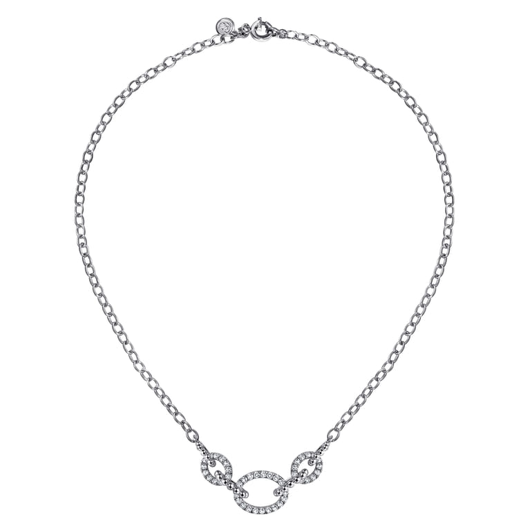 925 Sterling Silver Bujukan and White Sapphire Link Chain Necklace - Shot 2