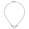 925 Sterling Silver Bujukan and White Sapphire Link Chain Necklace