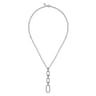 925 Sterling Silver Bujukan and White Sapphire Link Pendant Drop Necklace