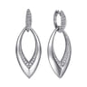 925 Sterling Silver Bujukan and White Sapphire Marquise Huggie Drop Earrings