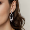 925 Sterling Silver Bujukan and White Sapphire Marquise Huggie Drop Earrings