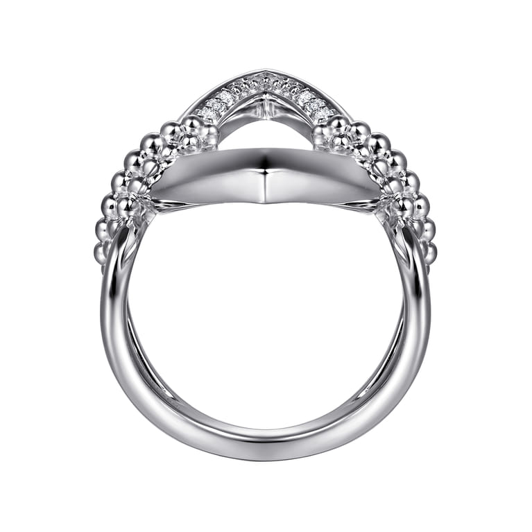 925 Sterling Silver Bujukan and White Sapphire Marquise Ladies Ring - Shot 2