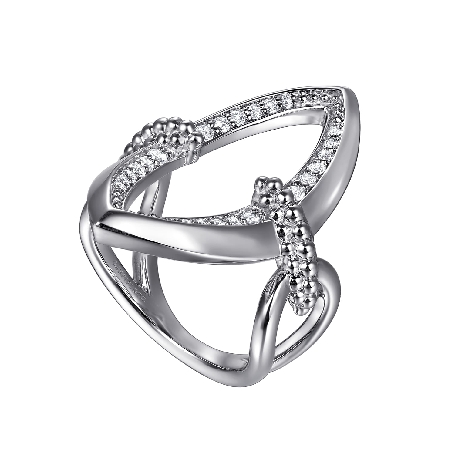 925 Sterling Silver Bujukan and White Sapphire Marquise Ladies Ring - Shot 3