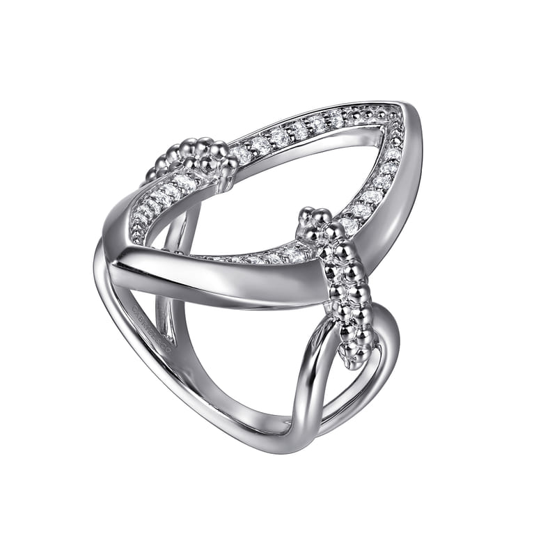 925 Sterling Silver Bujukan and White Sapphire Marquise Ladies Ring - Shot 3