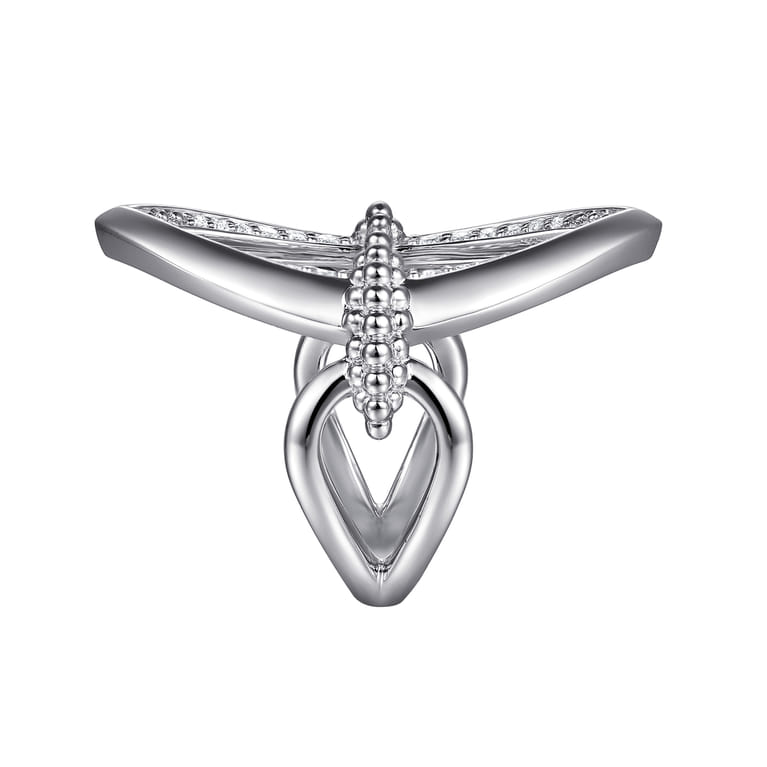 925 Sterling Silver Bujukan and White Sapphire Marquise Ladies Ring - Shot 4