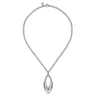 925 Sterling Silver Bujukan and White Sapphire Marquise Pendant Necklace