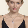 925 Sterling Silver Bujukan and White Sapphire Marquise Pendant Necklace