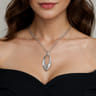 925 Sterling Silver Bujukan and White Sapphire Marquise Pendant Necklace