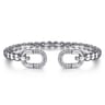 925 Sterling Silver Bujukan and White Sapphire Open Bangle Bracelet