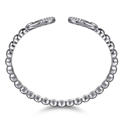 925 Sterling Silver Bujukan and White Sapphire Open Bangle Bracelet