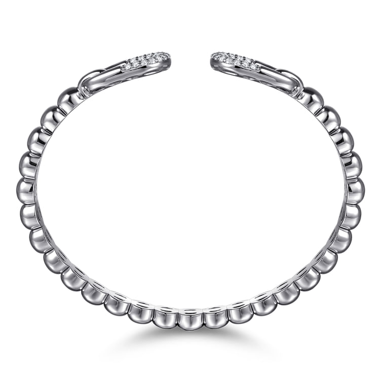 925 Sterling Silver Bujukan and White Sapphire Open Bangle Bracelet