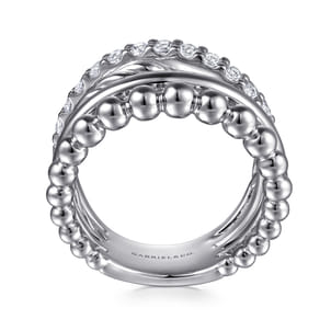 925 Sterling Silver Bujukan and White Sapphire Twisted Easy Stackable Ring