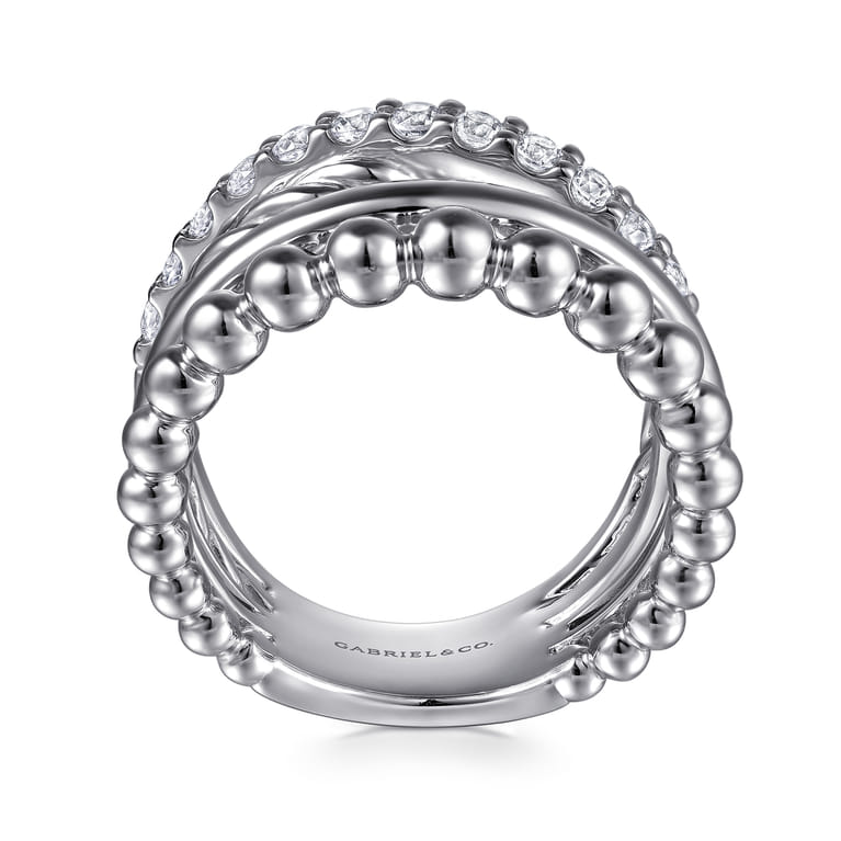925 Sterling Silver Bujukan and White Sapphire Twisted Easy Stackable Ring - Shot 2