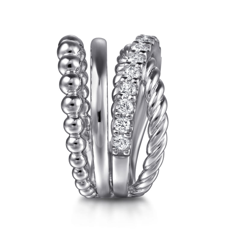 925 Sterling Silver Bujukan and White Sapphire Twisted Easy Stackable Ring - Shot 4
