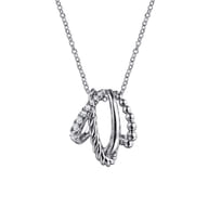 925 Sterling Silver Bujukan and White Sapphire Twisted Pendant Necklace