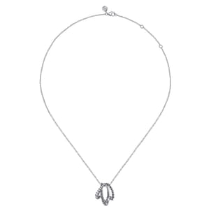 925 Sterling Silver Bujukan and White Sapphire Twisted Pendant Necklace