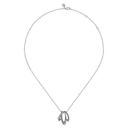 925 Sterling Silver Bujukan and White Sapphire Twisted Pendant Necklace