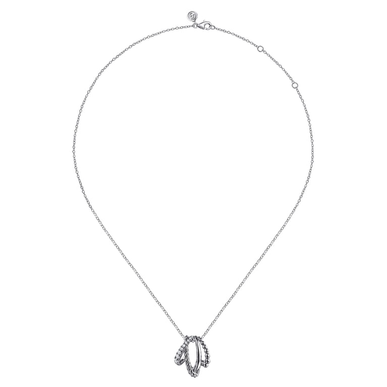 925 Sterling Silver Bujukan and White Sapphire Twisted Pendant Necklace - Shot 2