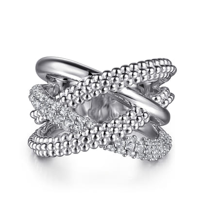 925 Sterling Silver Bujukan and White Sapphire Twisted Ring