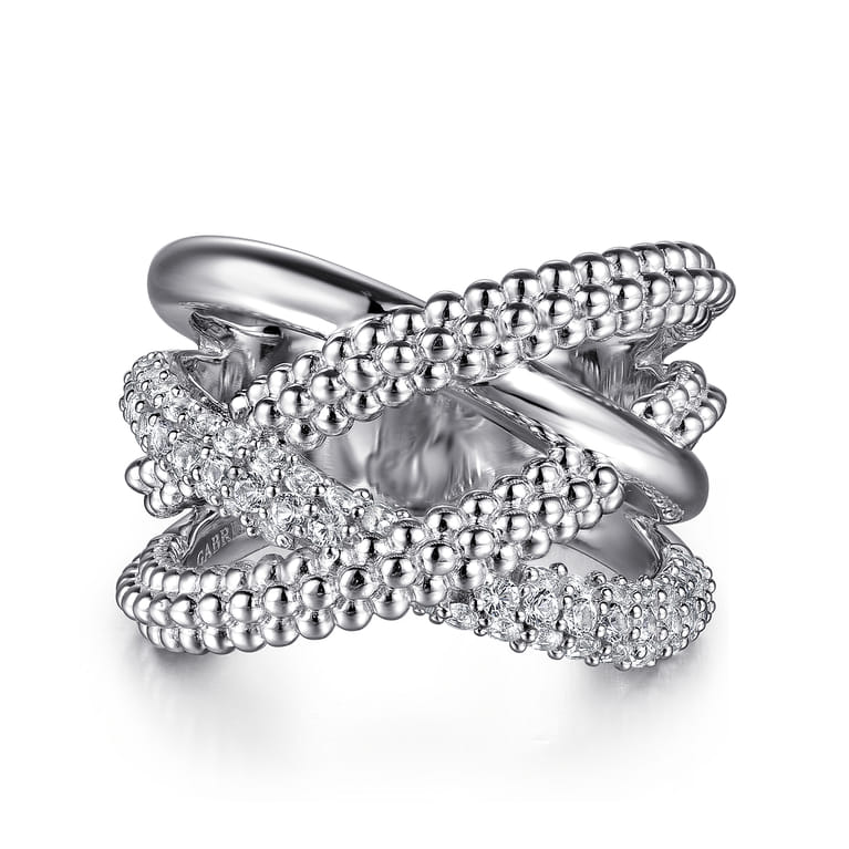 925 Sterling Silver Bujukan and White Sapphire Twisted Ring - Shot 1