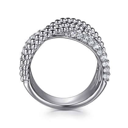 925 Sterling Silver Bujukan and White Sapphire Twisted Ring