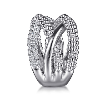 925 Sterling Silver Bujukan and White Sapphire Twisted Ring