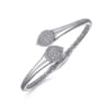 925 Sterling Silver Bypass Bangle with White Sapphire Pave