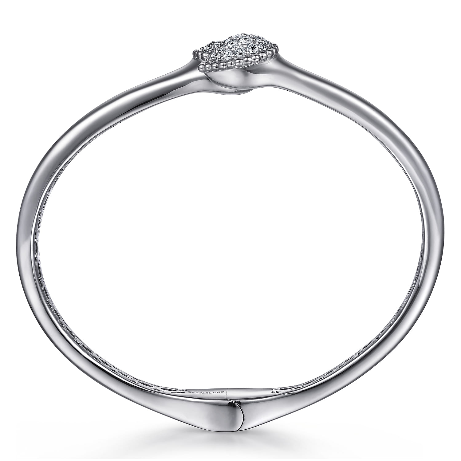 925 Sterling Silver Bypass Bangle with White Sapphire Pave - Shot 3