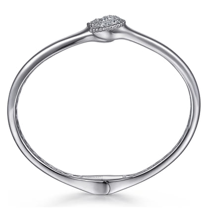 925 Sterling Silver Bypass Bangle with White Sapphire Pave