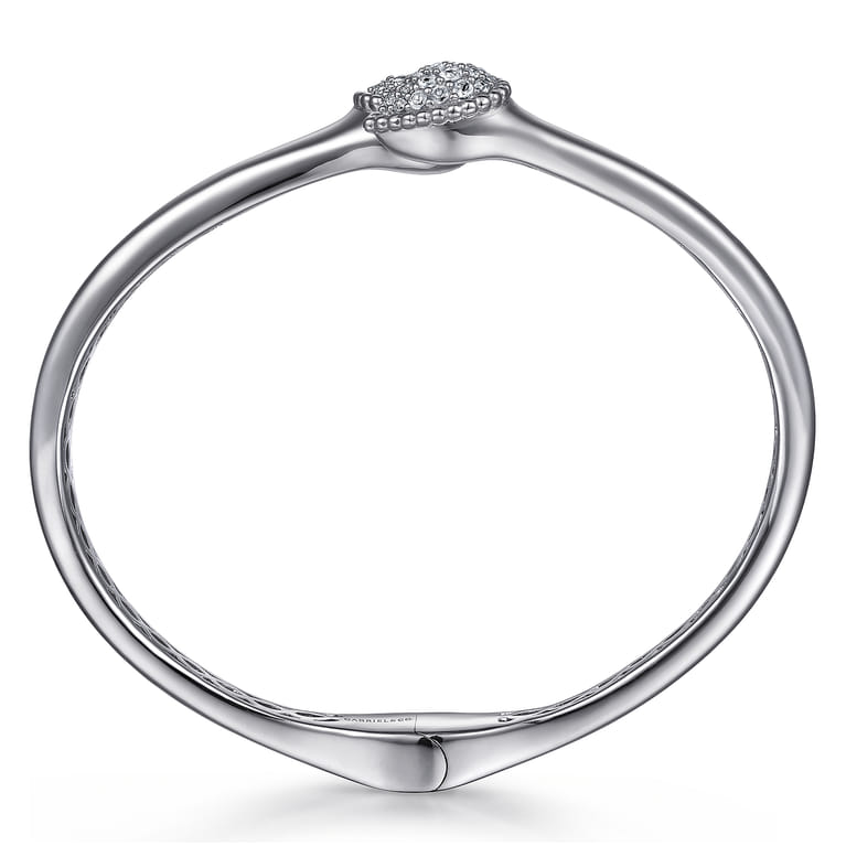 925 Sterling Silver Bypass Bangle with White Sapphire Pave - Shot 3