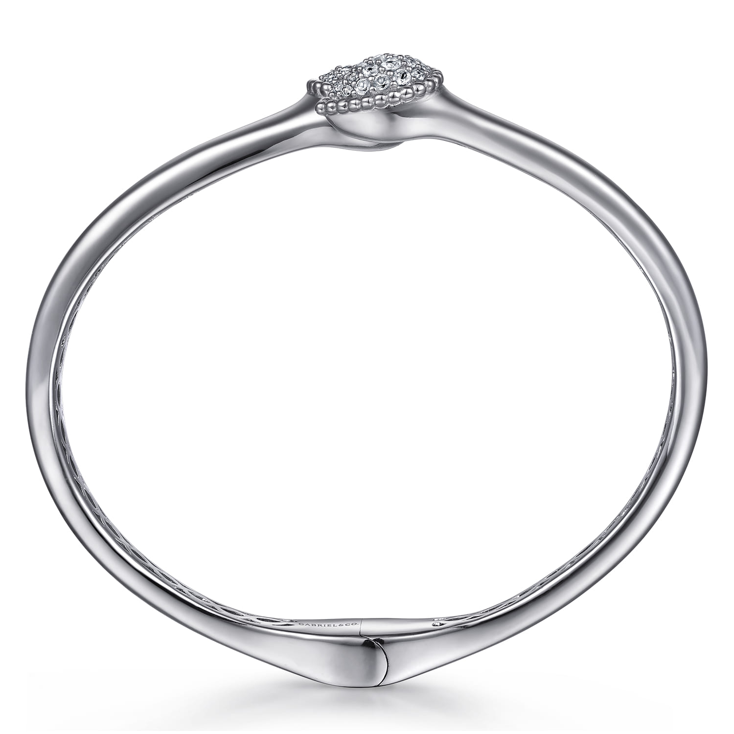 925 Sterling Silver Bypass Bangle with White Sapphire Pave - Shot 3