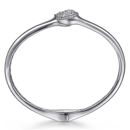 925 Sterling Silver Bypass Bangle with White Sapphire Pave