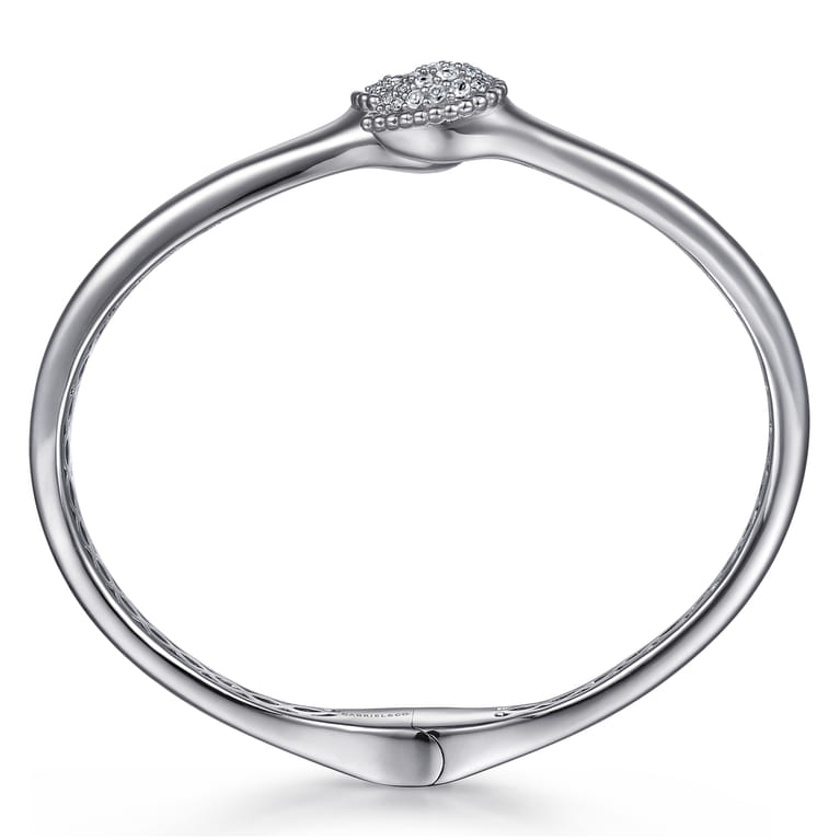 925 Sterling Silver Bypass Bangle with White Sapphire Pave - Shot 3