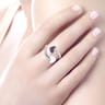 925 Sterling Silver Bypass Heart Ring with Ruby Stones