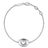 925 Sterling Silver Chain Bracelet with Diamond Cutout Heart Charm - 0.02 ct