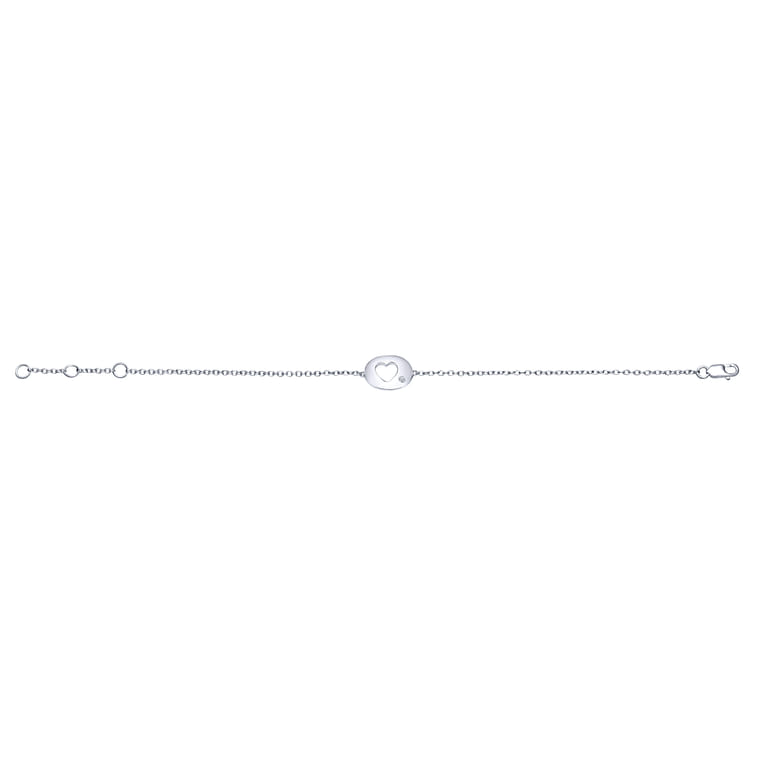 925 Sterling Silver Chain Bracelet with Diamond Cutout Heart Charm - 0.02 ct - Shot 3
