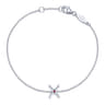 925 Sterling Silver Chain Bracelet with Ruby X Charm