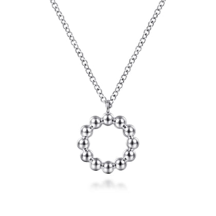 925 Sterling Silver Circle Beaded Necklace