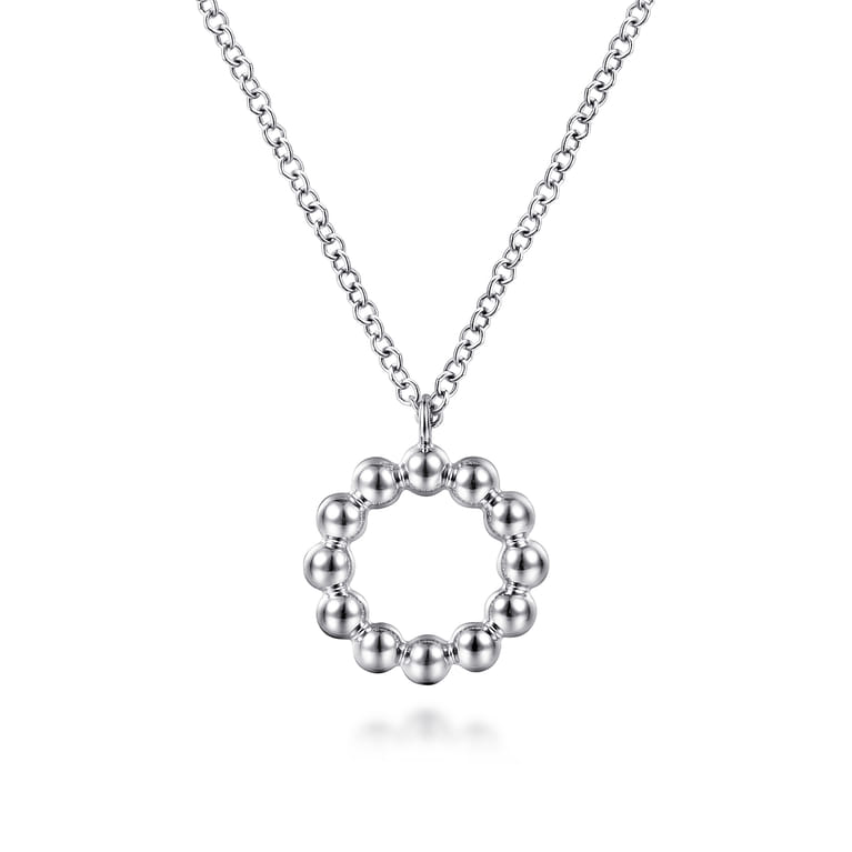 925 Sterling Silver Circle Beaded Necklace - Shot 1