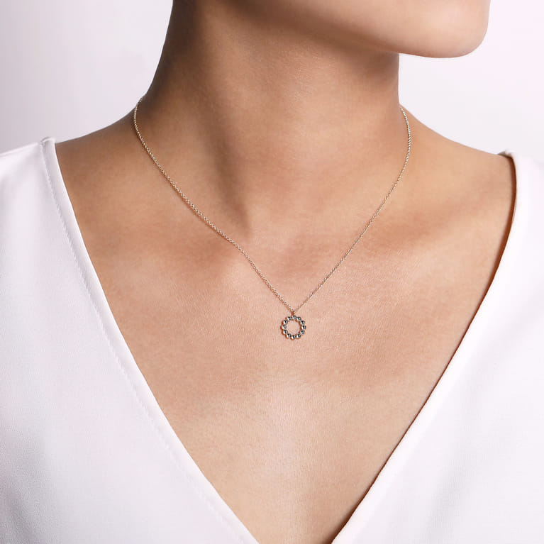 925 Sterling Silver Circle Beaded Necklace - Shot 3